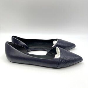Brooks Brothers Size 8‎ Navy Blue Leather Pointed Toe D'Orsay Flats Shoes
